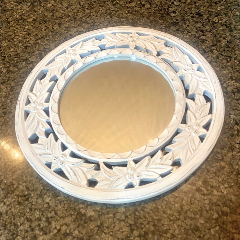Shabby Chic Wooden White Carved Mirror
